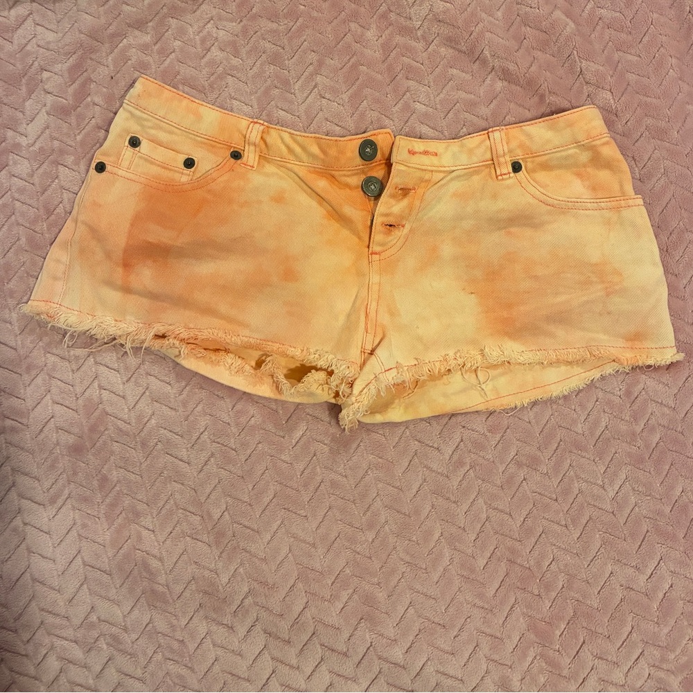 RVCA Orange Tie-Dye Jean Shorts